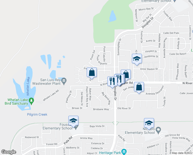 map of restaurants, bars, coffee shops, grocery stores, and more near 4353 Arbor Cove Circle in Oceanside