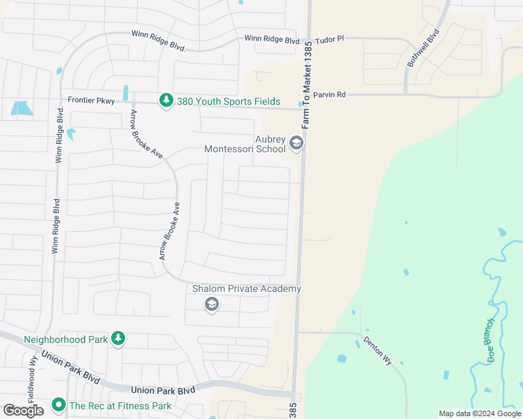 map of restaurants, bars, coffee shops, grocery stores, and more near 1825 Steppe Trail Dr in Aubrey