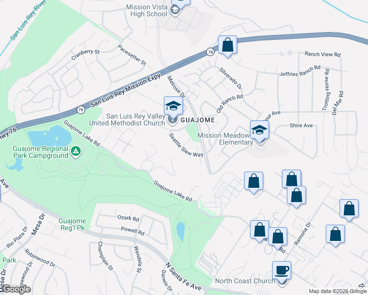 map of restaurants, bars, coffee shops, grocery stores, and more near 1664 Seattle Slew Way in Oceanside