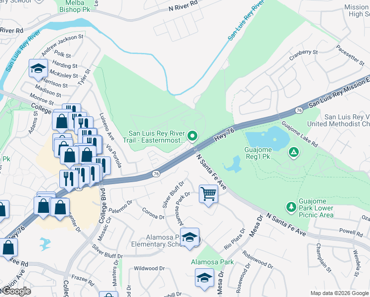 map of restaurants, bars, coffee shops, grocery stores, and more near in Oceanside
