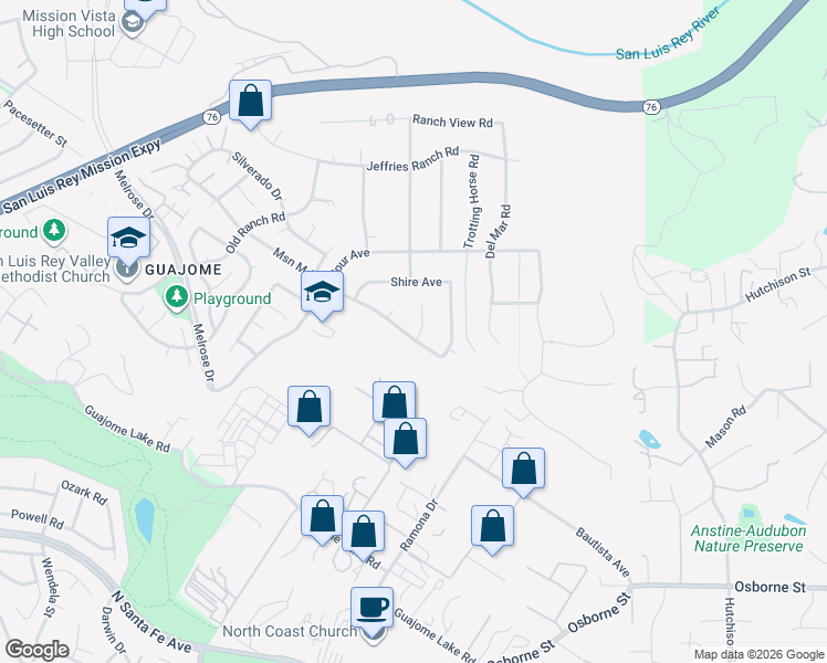 map of restaurants, bars, coffee shops, grocery stores, and more near 5702 Shetland Court in Oceanside