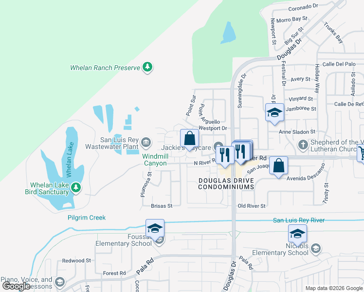 map of restaurants, bars, coffee shops, grocery stores, and more near 4262 Arcata Bay Way in Oceanside
