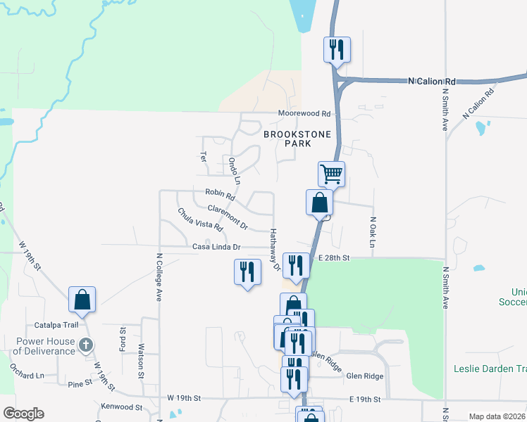 map of restaurants, bars, coffee shops, grocery stores, and more near 406 Robin Road in El Dorado