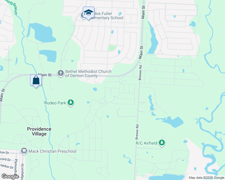 map of restaurants, bars, coffee shops, grocery stores, and more near 2427 North Powell Road in Aubrey