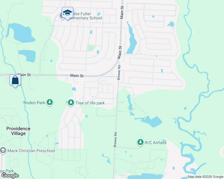 map of restaurants, bars, coffee shops, grocery stores, and more near 2427 Brewer Road in Aubrey
