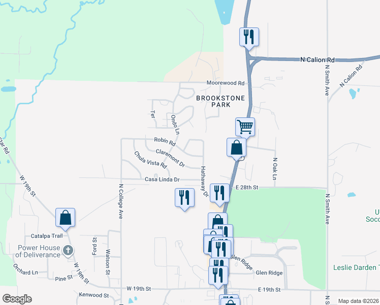 map of restaurants, bars, coffee shops, grocery stores, and more near 406 Robin Road in El Dorado
