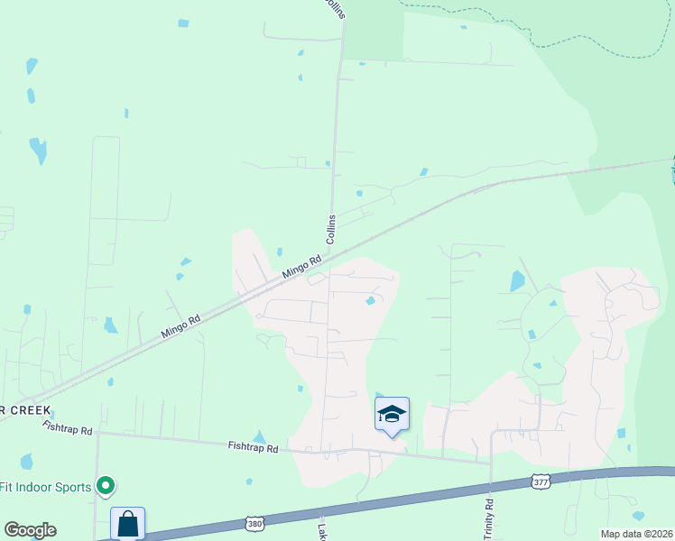 map of restaurants, bars, coffee shops, grocery stores, and more near 2279 Collins Road in Denton
