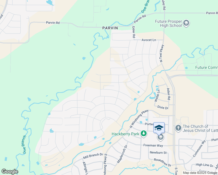 map of restaurants, bars, coffee shops, grocery stores, and more near 2537 Good Hope Road in Prosper