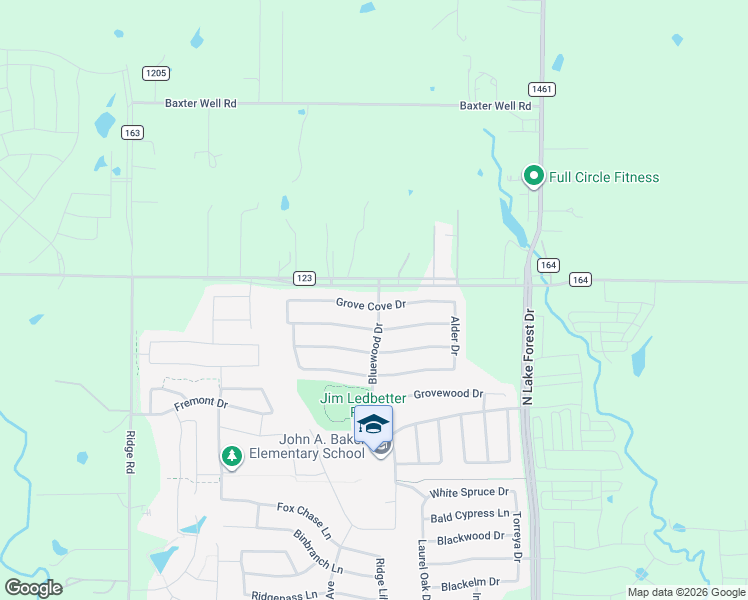 map of restaurants, bars, coffee shops, grocery stores, and more near 5400 Grove Cove Drive in McKinney