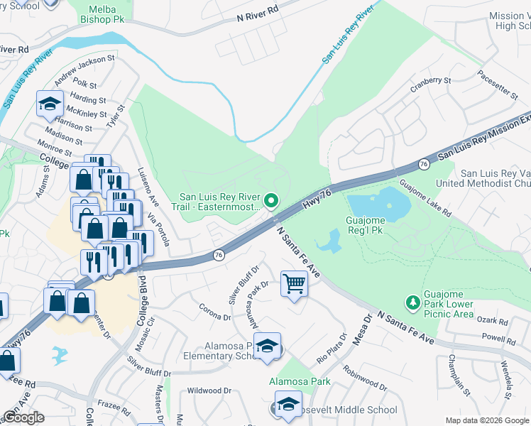 map of restaurants, bars, coffee shops, grocery stores, and more near in Oceanside