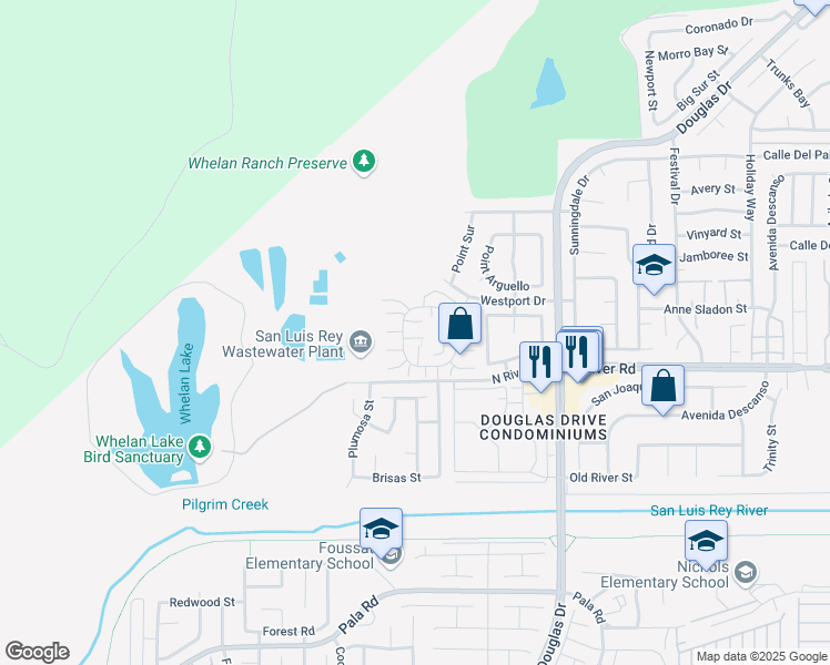 map of restaurants, bars, coffee shops, grocery stores, and more near 4255 Bodega Bay Way in Oceanside