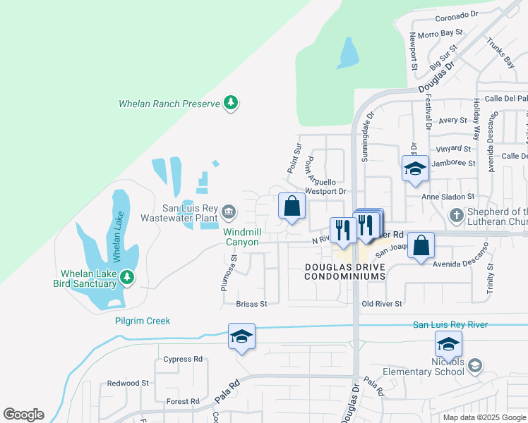 map of restaurants, bars, coffee shops, grocery stores, and more near 4251 Bodega Bay Way in Oceanside