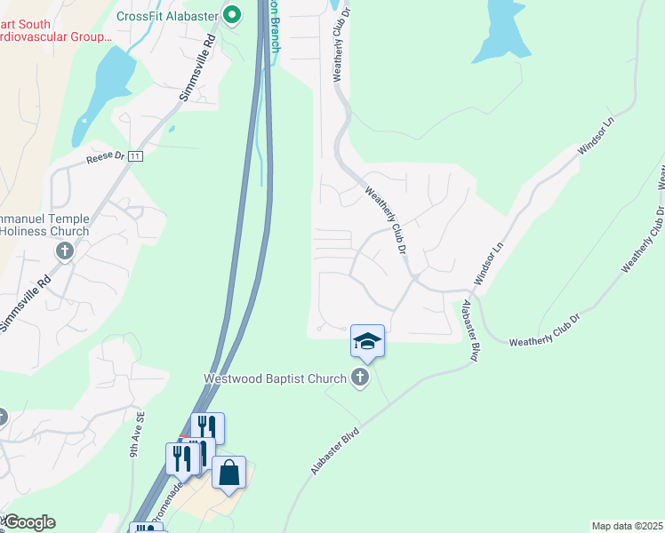 map of restaurants, bars, coffee shops, grocery stores, and more near 553 Treymoor Lake Circle in Alabaster