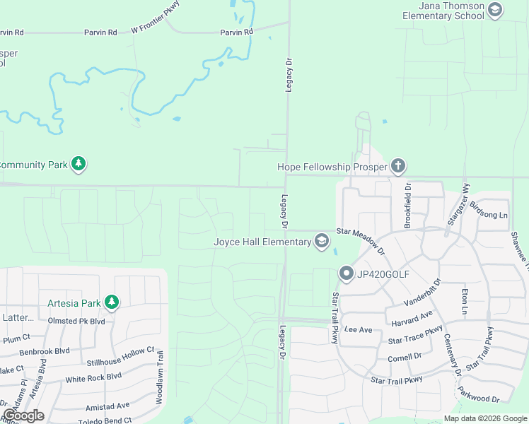 map of restaurants, bars, coffee shops, grocery stores, and more near 1201 Legacy Drive in Prosper