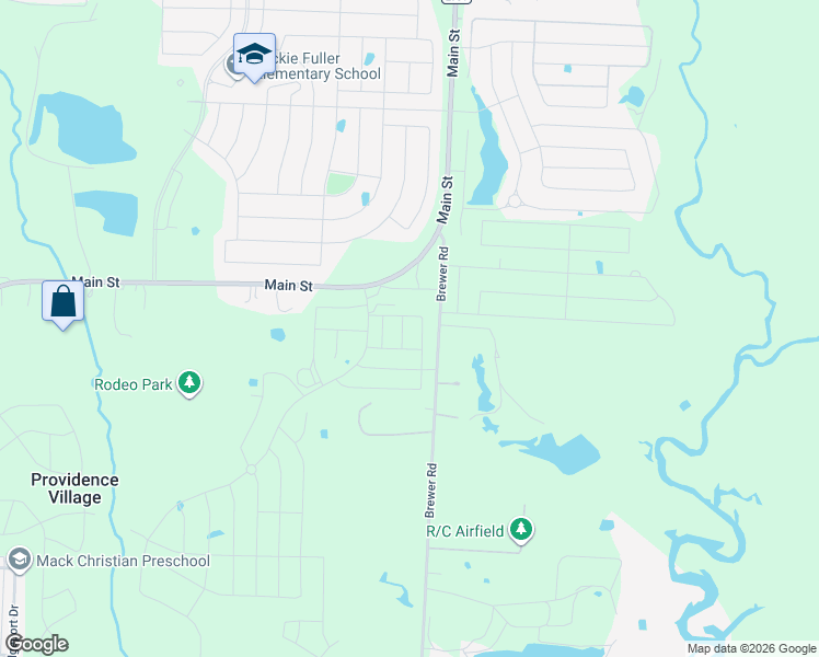 map of restaurants, bars, coffee shops, grocery stores, and more near 2427 Brewer Road in Aubrey