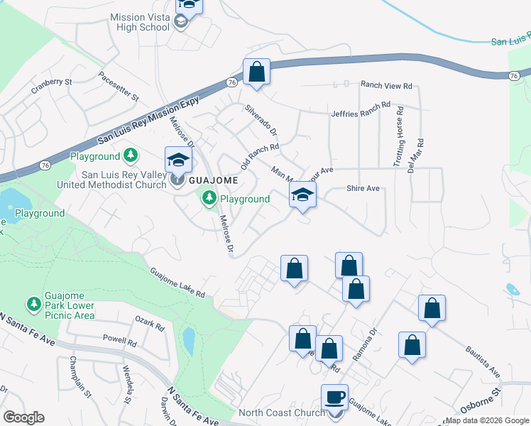 map of restaurants, bars, coffee shops, grocery stores, and more near 1789 Clydesdale Court in Oceanside