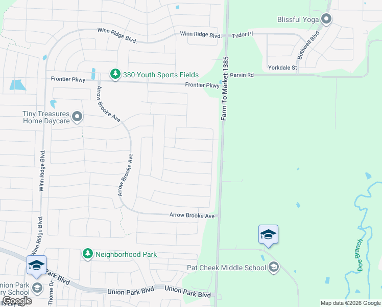 map of restaurants, bars, coffee shops, grocery stores, and more near 1825 Steppe Trail Dr in Aubrey