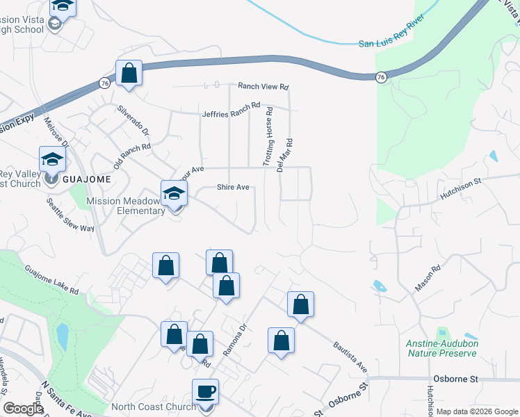map of restaurants, bars, coffee shops, grocery stores, and more near 1726 Shire Avenue in Oceanside
