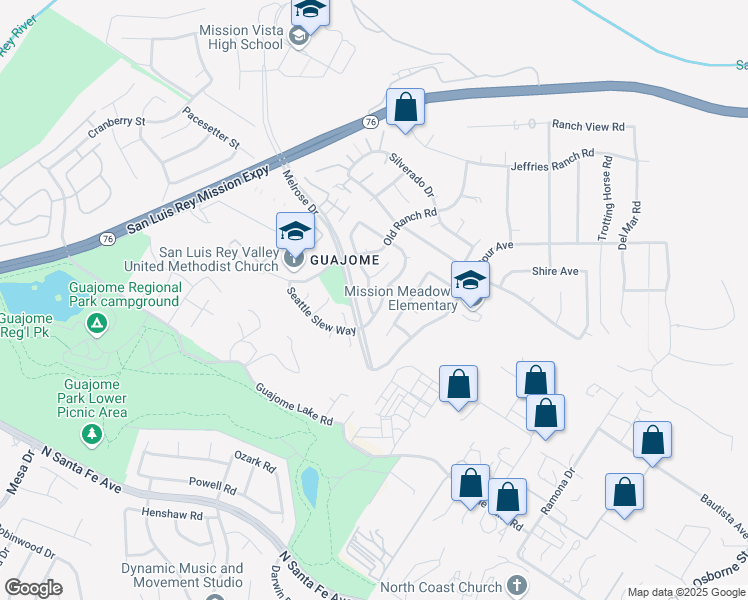 map of restaurants, bars, coffee shops, grocery stores, and more near 1647 Arabian Way in Oceanside