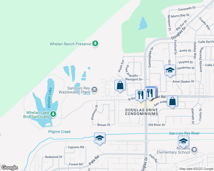 map of restaurants, bars, coffee shops, grocery stores, and more near 4273 Rockport Bay Way in Oceanside