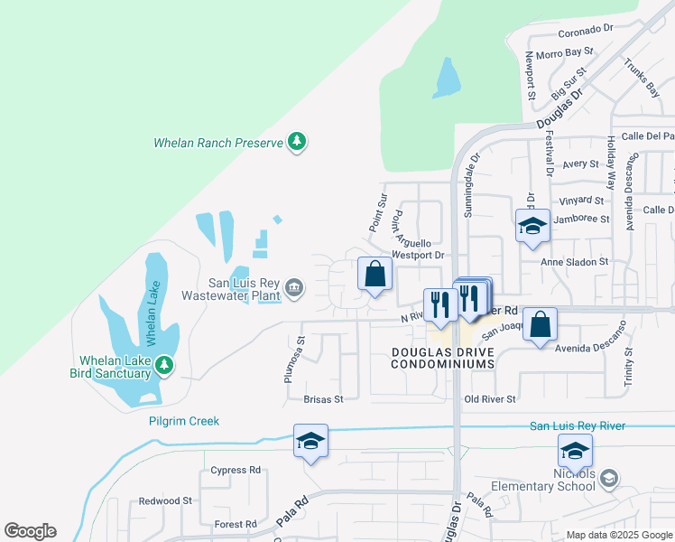map of restaurants, bars, coffee shops, grocery stores, and more near 4273 Rockport Bay Way in Oceanside