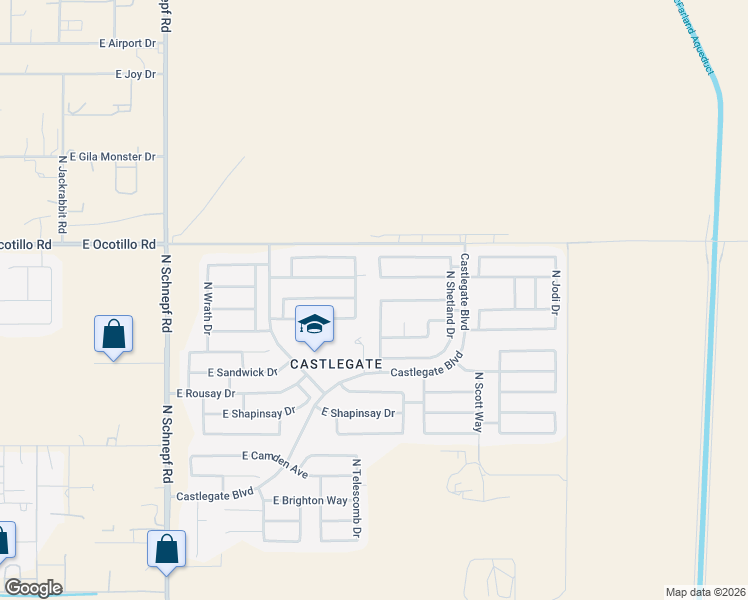 map of restaurants, bars, coffee shops, grocery stores, and more near 40573 North Telescomb Drive in Queen Creek
