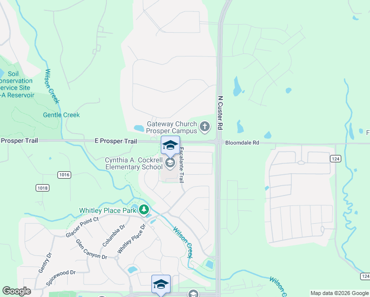 map of restaurants, bars, coffee shops, grocery stores, and more near 4271 Mesa Drive in Prosper