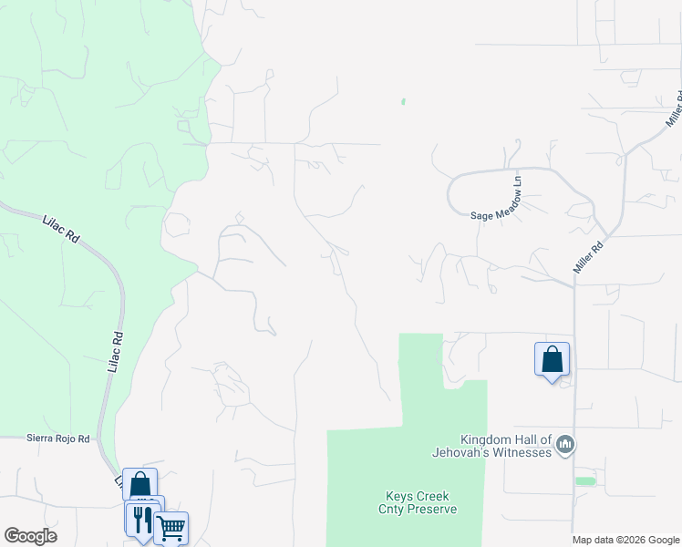 map of restaurants, bars, coffee shops, grocery stores, and more near Valley Stream Road in Valley Center