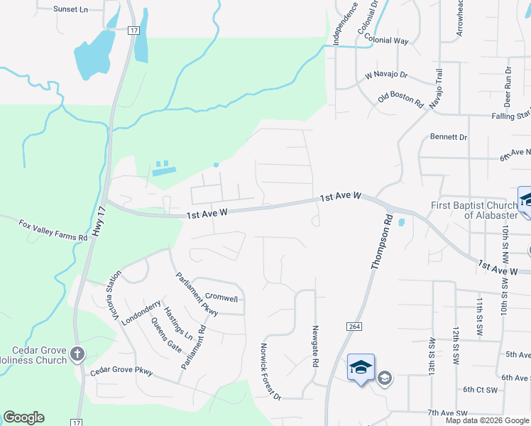 map of restaurants, bars, coffee shops, grocery stores, and more near 205 Stoney Trail in Alabaster