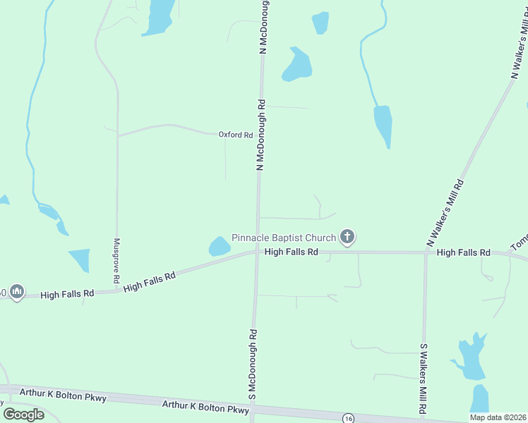map of restaurants, bars, coffee shops, grocery stores, and more near 74 North McDonough Road in Griffin