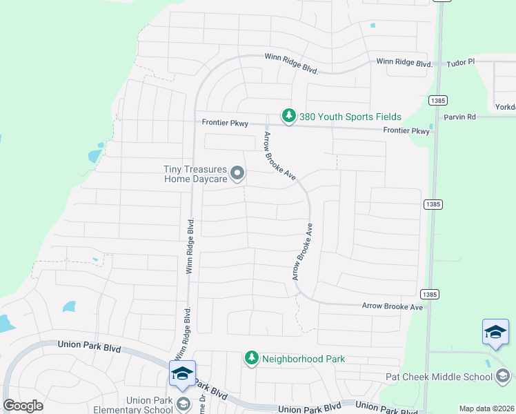 map of restaurants, bars, coffee shops, grocery stores, and more near 1304 Stoneleigh Place in Aubrey
