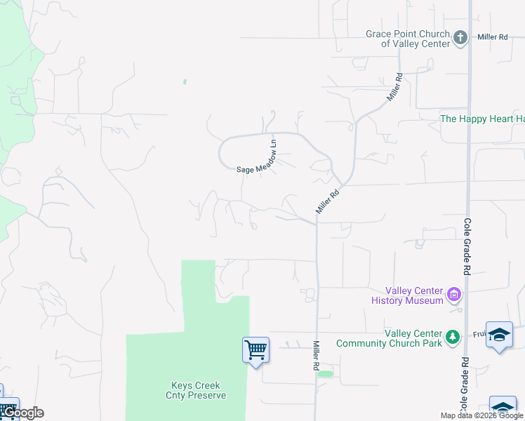 map of restaurants, bars, coffee shops, grocery stores, and more near Little Pond Road in Valley Center