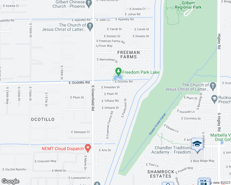 map of restaurants, bars, coffee shops, grocery stores, and more near 2544 East Plum Street in Gilbert