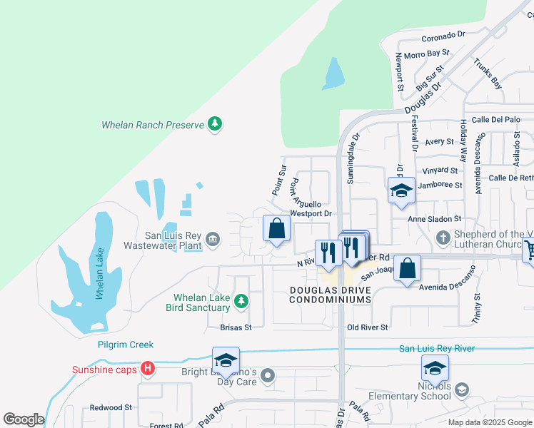 map of restaurants, bars, coffee shops, grocery stores, and more near 840 Dana Point Way in Oceanside