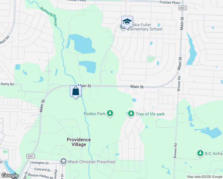 map of restaurants, bars, coffee shops, grocery stores, and more near 3330 Farm to Market Road 2931 in Aubrey