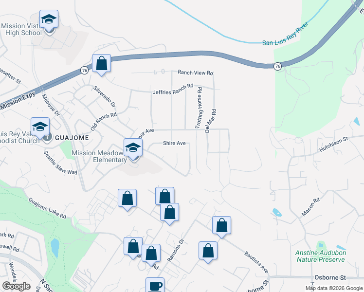 map of restaurants, bars, coffee shops, grocery stores, and more near 1655 Shire Avenue in Oceanside
