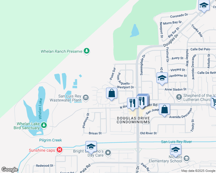 map of restaurants, bars, coffee shops, grocery stores, and more near 840 Dana Point Way in Oceanside