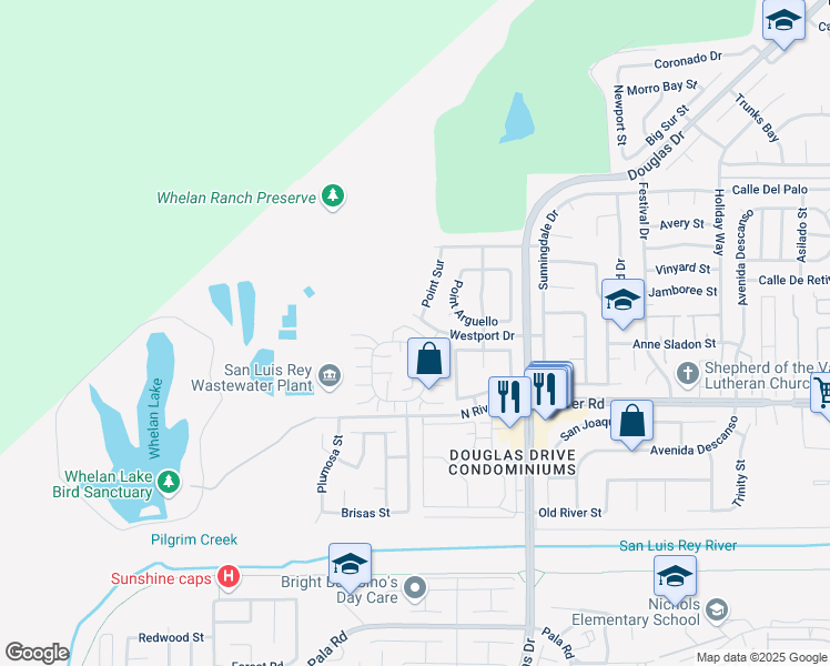 map of restaurants, bars, coffee shops, grocery stores, and more near 850 Dana Point Way in Oceanside