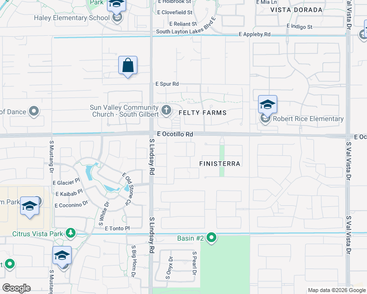map of restaurants, bars, coffee shops, grocery stores, and more near 4080 South Pearl Drive in Chandler