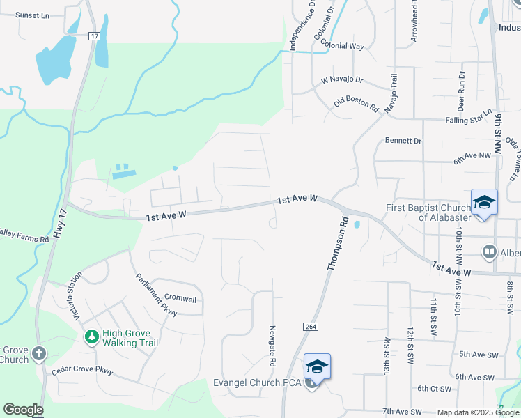 map of restaurants, bars, coffee shops, grocery stores, and more near 2000 1st Avenue West in Alabaster