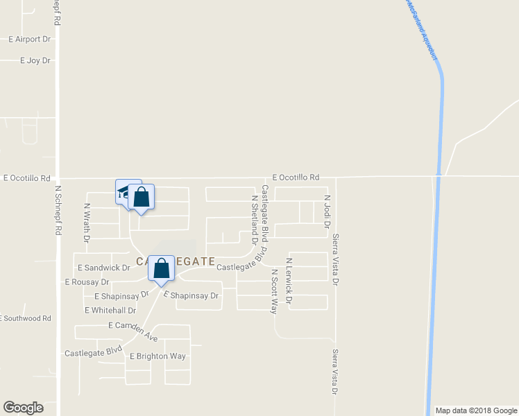 map of restaurants, bars, coffee shops, grocery stores, and more near 40587 North Shetland Drive in San Tan Valley