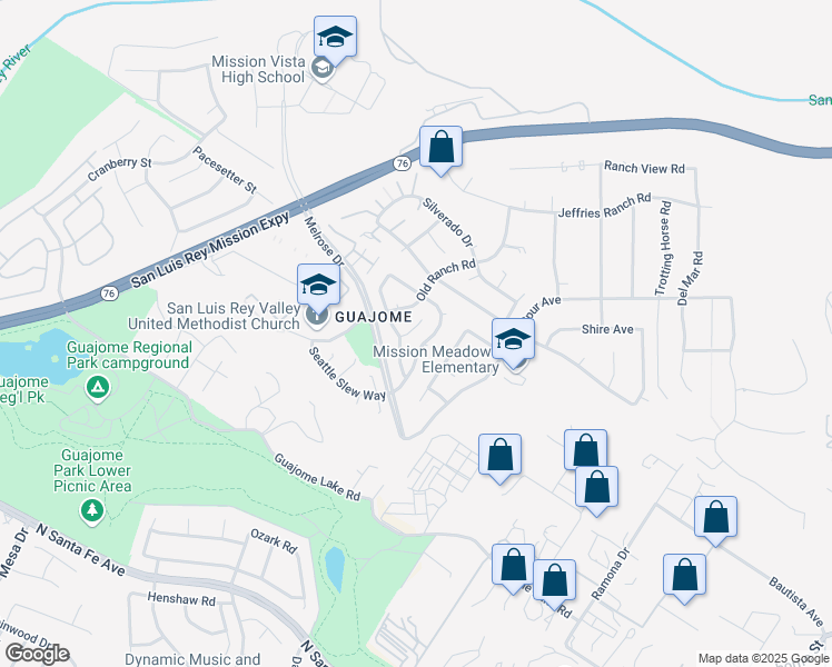 map of restaurants, bars, coffee shops, grocery stores, and more near 5613 Golden Trail Way in Oceanside