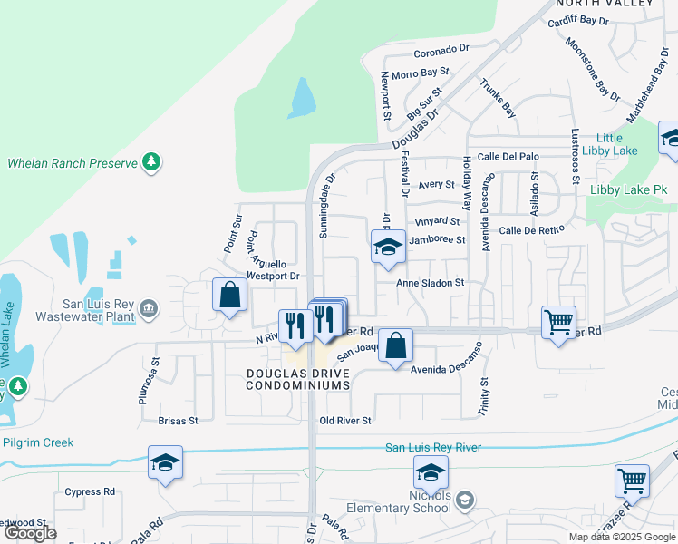 map of restaurants, bars, coffee shops, grocery stores, and more near 4466 Saint Andrews Place in Oceanside