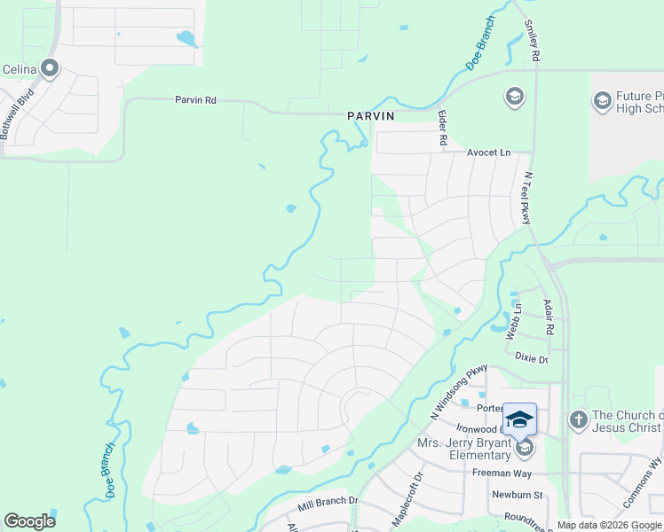 map of restaurants, bars, coffee shops, grocery stores, and more near 2537 Good Hope Road in Prosper