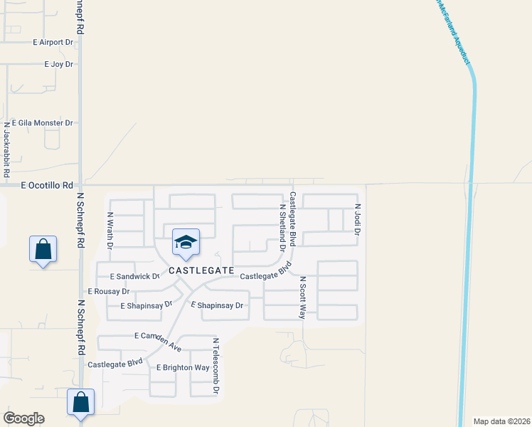 map of restaurants, bars, coffee shops, grocery stores, and more near 4487 East Meadow Land Drive in Queen Creek
