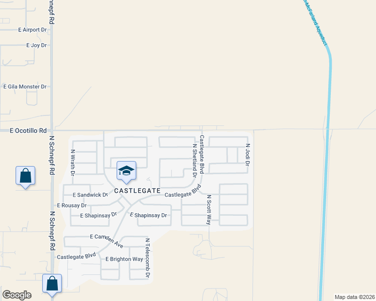 map of restaurants, bars, coffee shops, grocery stores, and more near 4487 East Meadow Land Drive in Queen Creek
