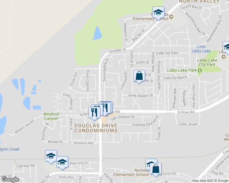 map of restaurants, bars, coffee shops, grocery stores, and more near 4478 Saint Andrews Place in Oceanside