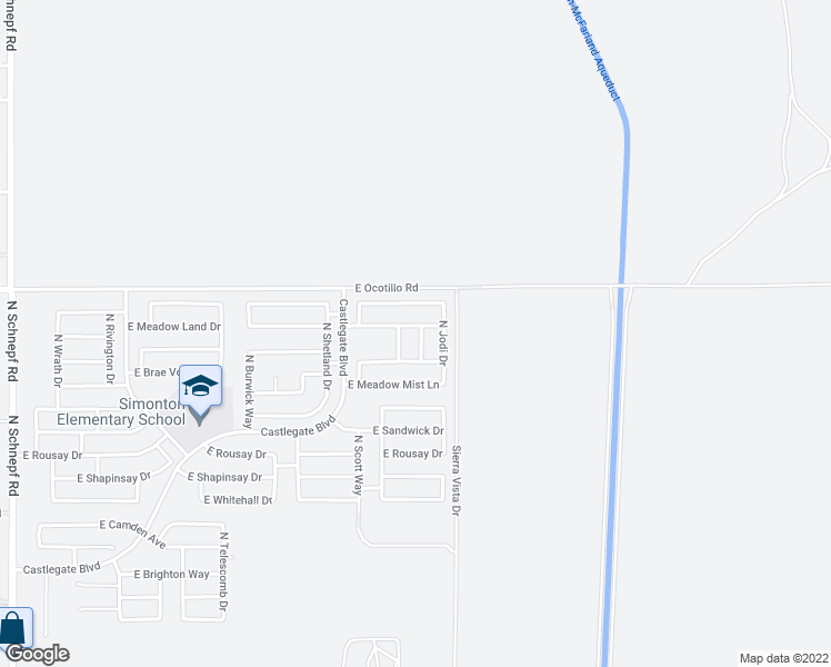 map of restaurants, bars, coffee shops, grocery stores, and more near 40600 North Jay Lane in San Tan Valley