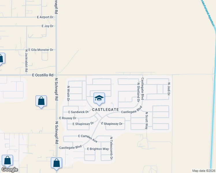 map of restaurants, bars, coffee shops, grocery stores, and more near 40573 North Telescomb Drive in Queen Creek