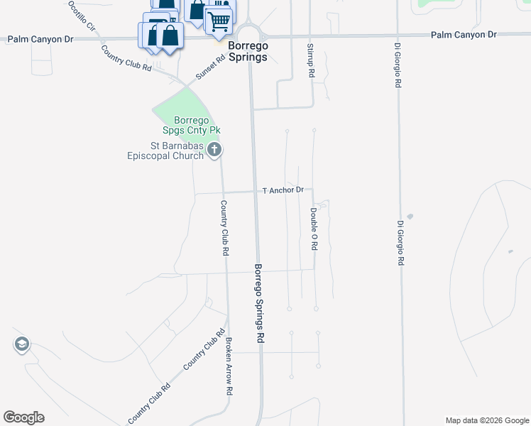 map of restaurants, bars, coffee shops, grocery stores, and more near 2745 Borrego Springs Road in Borrego Springs